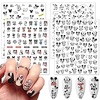 Cute Cartoon Nail Art Stickers 3D Self Adhesive Acrylic Nail Art Supplies Luxury Designer Nail Stickers Black White Panda Kawaii Design Cute Nail Decals for Women Girls DIY Manicure Tips 4 Sheets