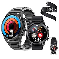 JUSUTEK 2023 Luxury Smart Watch, 1.39 inch HD, Round Screen Watch, Chest Band + Chest Sticker Included, IP68 Waterproof, 24 Hour Monitoring, 32 Different Status Displays, Female Functions, Bluetooth 5.1, Smart Watch, Ultra Long Standby, Hband, Music Control, Countdown, Middle-Aged Essential, SMS/Twitter/WhatsApp/WhatsApp Line/Gmail notifications Incoming Call Display, Line Notification, Compatible with iPhone & Android, Exquisite Packaging, Gift, Japanese Instruction Manual Included (English Language Not Guaranteed)