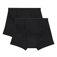 Hanes Women's Period Underwear Boxer Brief, Comfort, Period. Super Leaks Post-Partum, Period & Nighttime Protection, 2-Pack