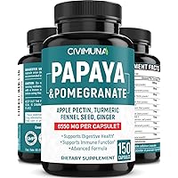 Papaya Extract Capsules | 6550mg | 150 Capsules - 5 Months Supply | Papaya, Pomegranate, Apple Pectin