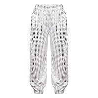CHICTRY Kids Girls Shiny Sequin Dance Pants Casual Pull On Trousers for Jazz Hip-Hop Disco Performance