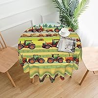 Tractor Farming Print Round Tablecloth 60 Inch,Kitchen Dining Tabletop Cover Decorative Table Cloths for Home,Wedding,Banquet