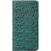 Flip Case for iPhone 15 Pro Max/15 Pro/15 Plus/15, Crocodile Print Genuine Leather Cover with Magnetic Closure Card Slot Business Case (15 Pro Max 6.7'',Green)