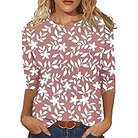 3/4 Length Sleeve Womens Tops Women Plus Size Tshirts Quarter Sleeve Bodysuit for Women Tunic Tops for Women Womens 3/4 Length Sleeve Tee Shirts Petite Blouses Pink X