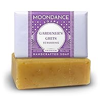 Hand Soap for Gardeners with Patchouli and Geranium Essential Oils, Shea and Cocoa Butter, Palm, Coconut and Olive Oil, Corn Grits, Rosemary Extract (One Bar) by MoonDance Soaps and More