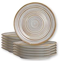 Steelite Stoneware Round Appetizer Plates, Folio Azores Rustic Porcelain Dinnerware, Dishes for Appetizers, Bread and Butter, Small Bits, Commercial Foodservice Restaurants, 6