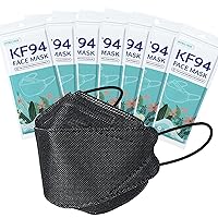 KF94 Mask Black 20 Pack, 4-Layer Disposable Face Masks, Individually Wrapped, 3D-Stereo Structure Breathable Safety, Unisex
