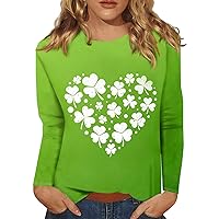 St Patricks Day Shirt Women Women Shirts and Blouses Women's St Patrick's Day Shirts 3/4 Sleeve Shamrock Pullover Casual Tops