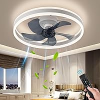 Fandelier Ceiling Fans with Lights and Remote,Modern Flush Mount Ceiling Fan with Light 6 Speeds Timing,Low Profile Ceiling Fans for Bedroom,Study,Dining Room,etc.(19.7