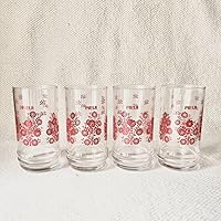 MEIJI Meiji Dairy Glasses, Showa Retro Pop, Periodic Products, Showa Retro Miscellaneous Goods, Floral Pattern, Box Included, 4 Pieces, Not For Sale Novelty Tumbler, Glass