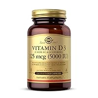 Vitamin D3 (Cholecalciferol) 125 Mcg (5000 IU), 120 Vegetable Capsules - Helps Maintain Healthy Bones & Teeth - Immune System Support - Non-GMO, Gluten Free, Dairy Free, Kosher - 120 Servings