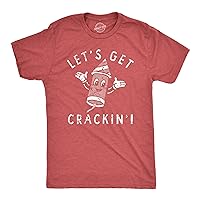 Mens Lets Get Crackin T Shirt Funny Fourth of July Firecracker Tee for Guys