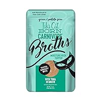 Tiki Cat Born Carnivore Broths, Tuna Recipe, Hydration and Flavor Supplement Cat Food Topper, 1.3 oz. Pouch (Pack of 12)