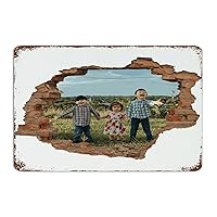 Family Photo 3D Cracked' Broken Hole Personalized Metal Signs Custom Room Signs Sweet Families Collage Frame Man Cave Decor Metal Plaque for Shop Dining Room Front Door 8x12 Inch