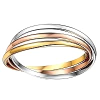 Jewelry Affairs 14k Tricolor Gold Interlocking Women's Bangle Bracelet, 7.5