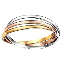 14k Tricolor Gold Interlocking Women's Bangle Bracelet, 7.5