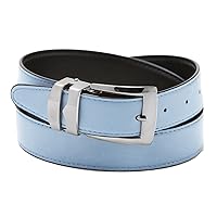 Reversible Belt Bonded Leather with Removable Silver-Tone Buckle SKY BLUE/Black