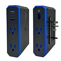 V Series Outlet Extender Wall Charger, 4 Outlets Surge Protector Power Strip, 2 USB C & 1 USB A 2.4 amp 20W Power Delivery, 3000 Joules Multi Plug EMI/RFI Filtering, 5 Year Component Guarantee