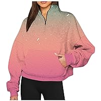Half Zip Sweatshirts Gradient Hoodies Fleece Womens Quarter Zip Up Pullover Sweaters Fall Outfits 2023 Winter Clothes