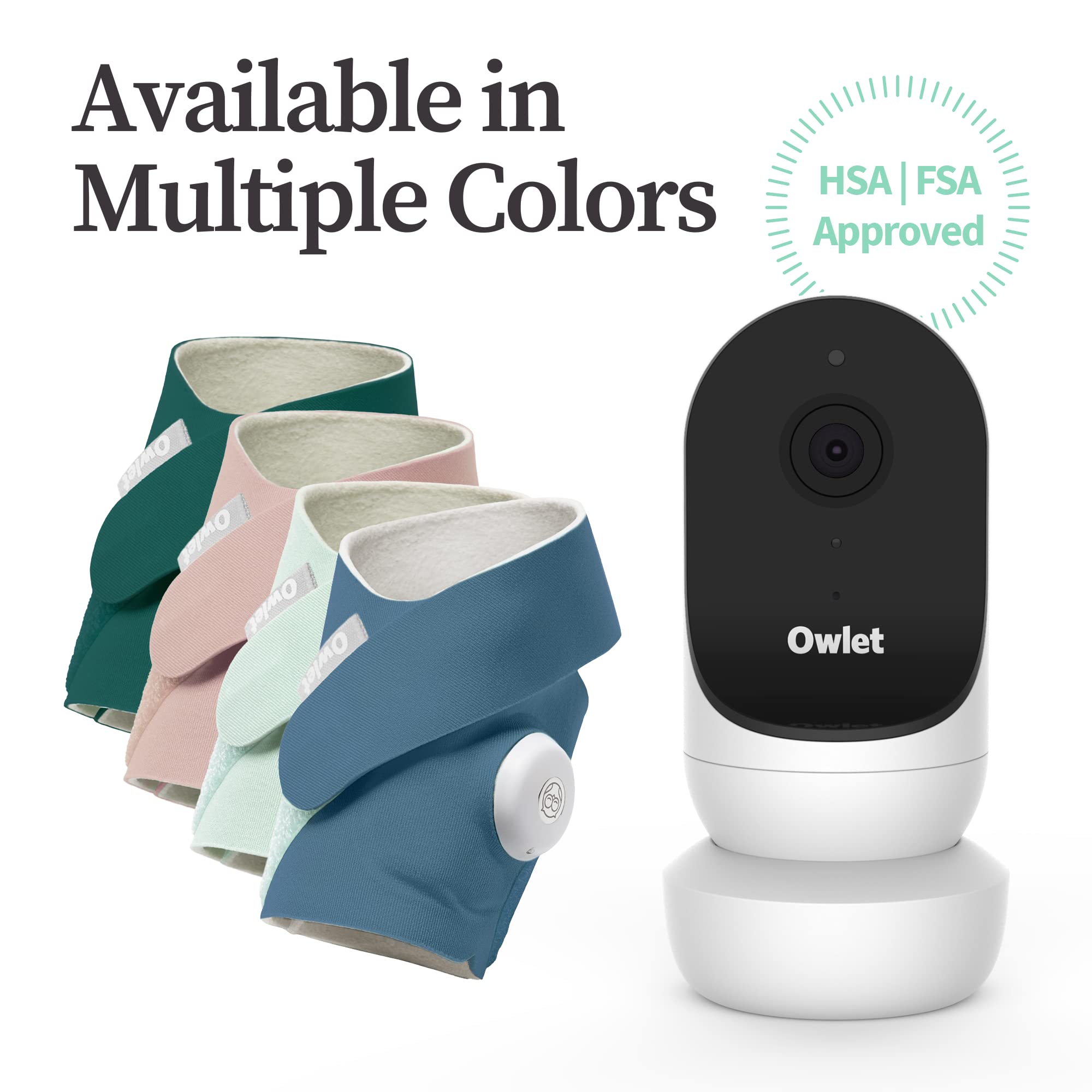 Owlet Dream Duo 2 Smart Baby Monitor - 1080p HD Video Baby Monitor with Dream Sock - Baby Foot Monitor and Sensor Tracks Heartbeat and Oxygen Levels in Infants and Newborns