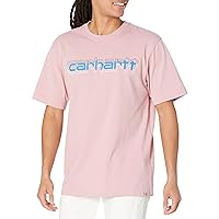 Carhartt Men's Loose Fit Heavyweight Short-Sleeve Logo Graphic T-Shirt 105709, Foxglove Heather, Large