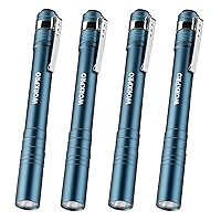 WORKPRO LED Pen Light, Aluminum Pen Flashlights, Pocket Flashlight with Clip for Inspection, Emergency, Everyday, 8AAA Batteries Included, Blue (4-Pack)