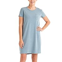 Free Fly Women's Flex Pocket Dress - Bamboo Viscose Short Sleeve Pocket T-Shirt Dress for Women - UPF 50+