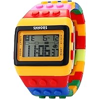 Sowatches Shhors LED091 Kreative LED-Armbanduhr Rainbow aus Silikon mit LCD-Display, großes Handgelenk, für Herren und Kinder, gelb, Gurt