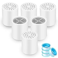 6 Pack 20 Stage Shower Filter Replacement Cartridge, Shower Head Filter Refill for Hard Water to Remove Chlorine Fluoride Heavy Metal, High Output Bath Filter Cartridges for Skin Hair Healthy