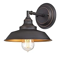 Westinghouse Lighting 6344800 One-Light Indoor Finish with Highlights Iron Hill Wall Fixture, 1 Sconce, Oil Rubbed Bronze/Bronze,Black