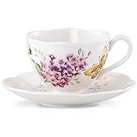 Lenox Butterfly Meadow Orange Sulphur 8-Ounce Porcelain Cup and Saucer Set -