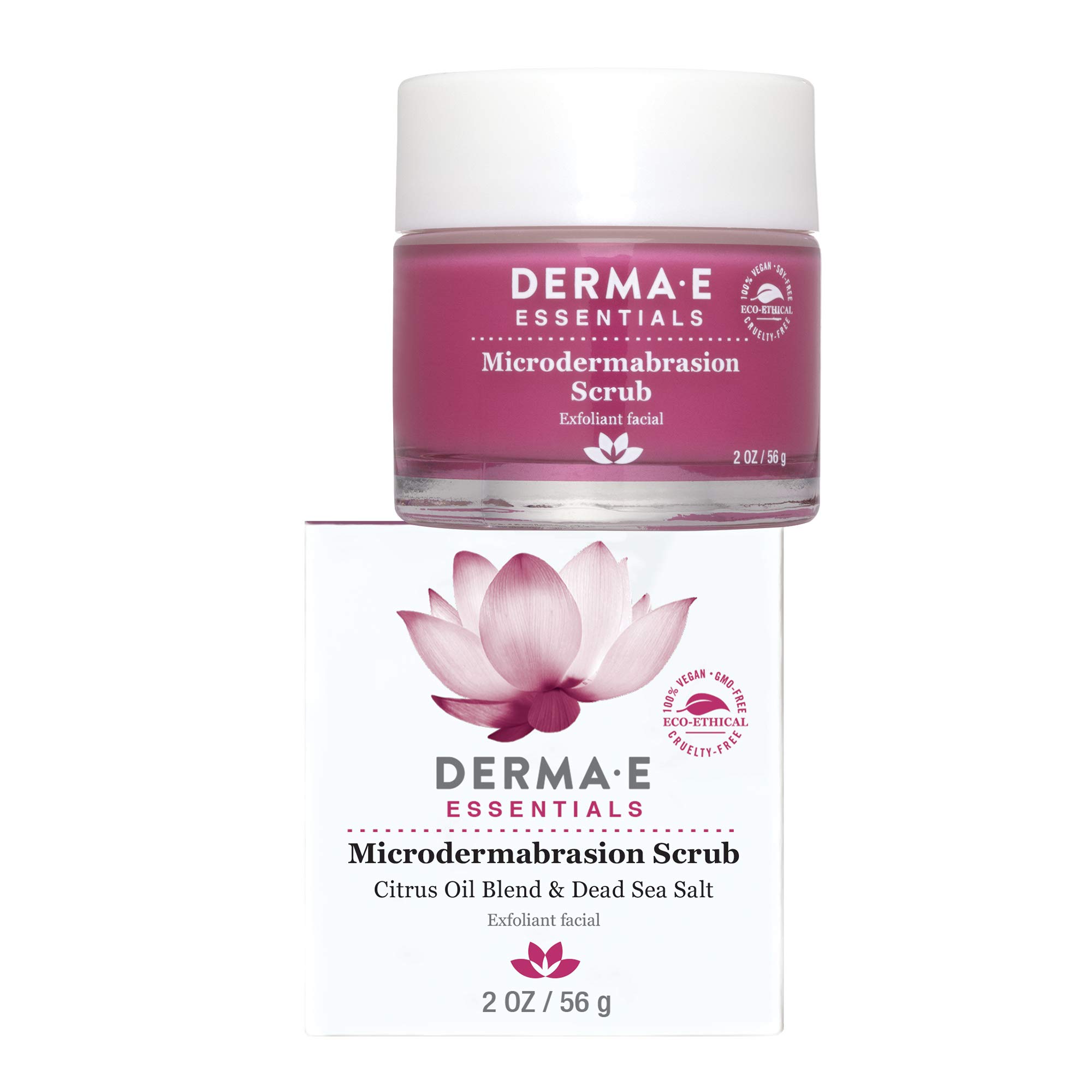 DERMA E Microdermabrasion Scrub with Dead Sea Salt & Citrus Essential Oils – Facial Exfoliating Scrub Smooths, Revitalizes and Renews – Ideal for Scars and Wrinkles, 2oz