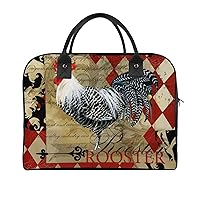 Vintage Rooster Travel Tote Bag Large Capacity Laptop Bags Beach Handbag Lightweight Crossbody Shoulder Bags for Office