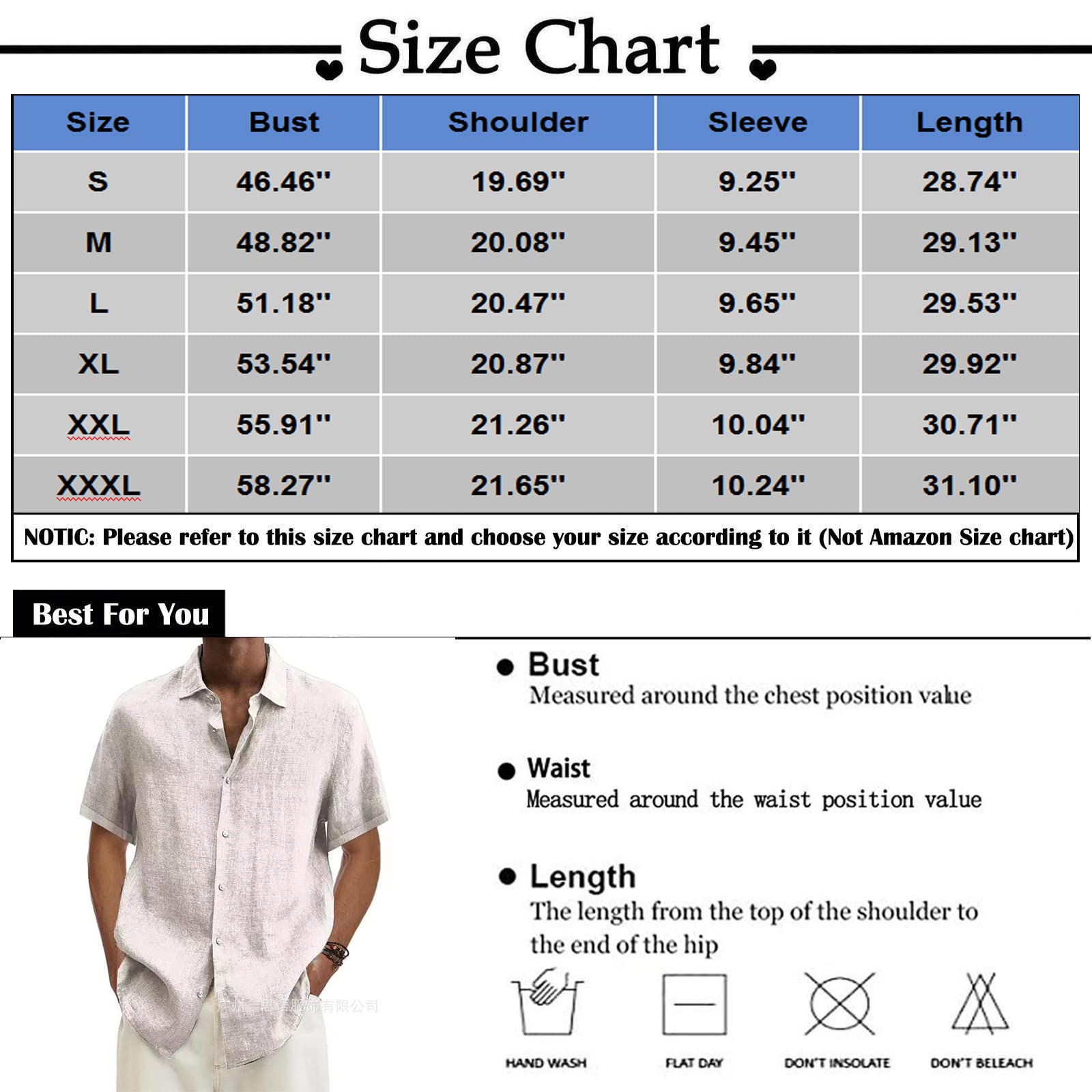 Buy Men's Casual Linen Beach Shirts,Men's Summer Button Down Shirts Short  Sleeve Holiday Beach Vintage Chambray Top