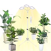 Grow Light with Stand, Yadoker Tri-Head LED Plant Light for Indoor Plants, Full Spectrum Grow Lamp, 8/12/16H Timer, 10 Dimmable Levels, 7 Switch Modes, Adjustable Tripod Stand 15-66 inches
