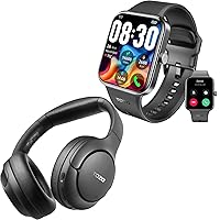 TOZO S4 AcuFit One Smartwatch 1.78-inch Bluetooth Talk Dial Fitness Tracker Black + HT2 Hybrid Active Noise Cancellation Wireless Over-Ear Bluetooth Headphones Black