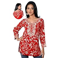 Red Tunic Embroidered Party Dress Blouse. Asymmetrical Tunic, ladies top, Designer Tunic, Plus size Tunic, Women Tunic