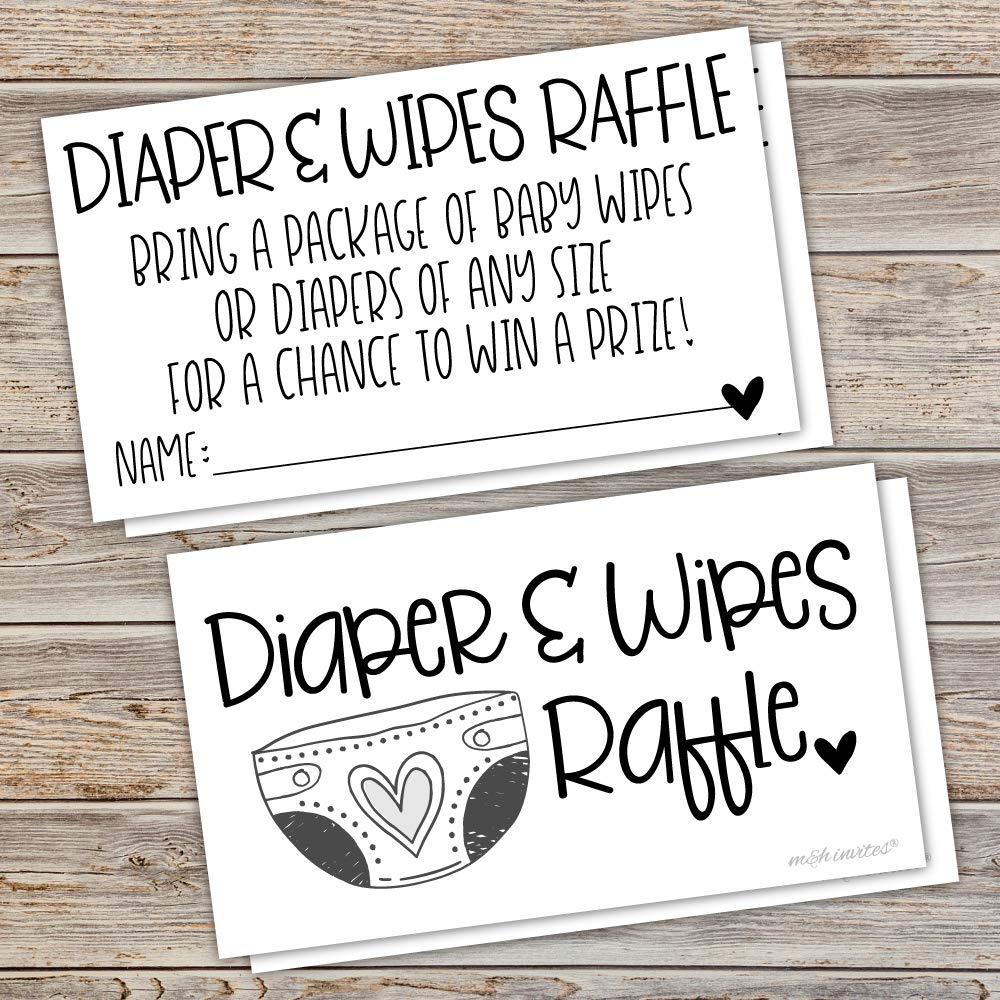 50 Diaper and Wipes Raffle Tickets - Baby Shower Invitation Insert - Game Activity for Baby Shower