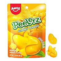4D Gummy Fruit Juicy Candy (Peelerz Mango 3Pack 2.19oz, Mango)