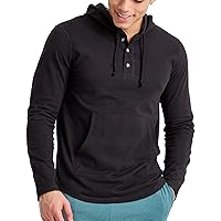 Hanes Mens Originals Tri-Blend Jersey Hoodie, T-Shirt Hoodie With Henley Collar