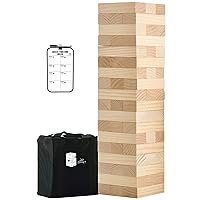 Outdoor Games Wood Stacking Tower Games Includes Scoresheet and Carry Bag - 54 Blocks