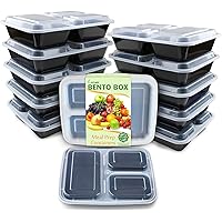 Enther Meal Prep Containers [12 Pack] 3 Compartment with Lids, Food Storage Bento Box | BPA Free | Stackable | Reusable Lunch Boxes, Microwave/Dishwasher/Freezer Safe,Portion Control (36 oz)