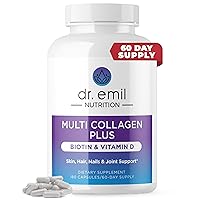 Multi Collagen Peptides Plus Biotin and Vitamin D - Biotin and Collagen Supplements for Hair Skin and Nails - Biotin Pills for Hair Growth, 60 Servings