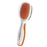 Wahl Premium Pet Double Sided Medium Pin Bristle Brush, Ergonomic Brush with Ergonomic Rubber Grips for Comfortable Brushing and Finishing Coats of Dogs and Cats – Model 858413