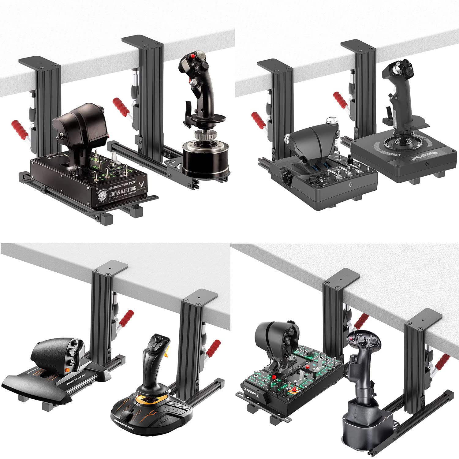 2 Set The Desk Mount for The Flight Sim Game Joystick, Throttle and Hotas  Systems Compatible with Logitech X56, X52, X52 Pro, Thrustmaster T-Flight