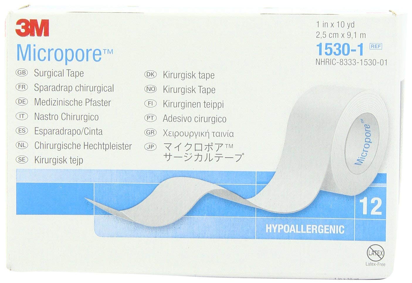 3M Micropore Paper Surgical Tape, White, 1