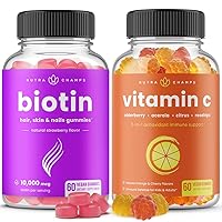NutraChamps Biotin Gummies and (2-Pack) Vitamin C Gummies Bundle