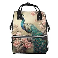 Diaper Bag Backpack Oriental Peacock Maternity Baby Nappy Bag Casual Travel Backpack Hiking Outdoor Pack