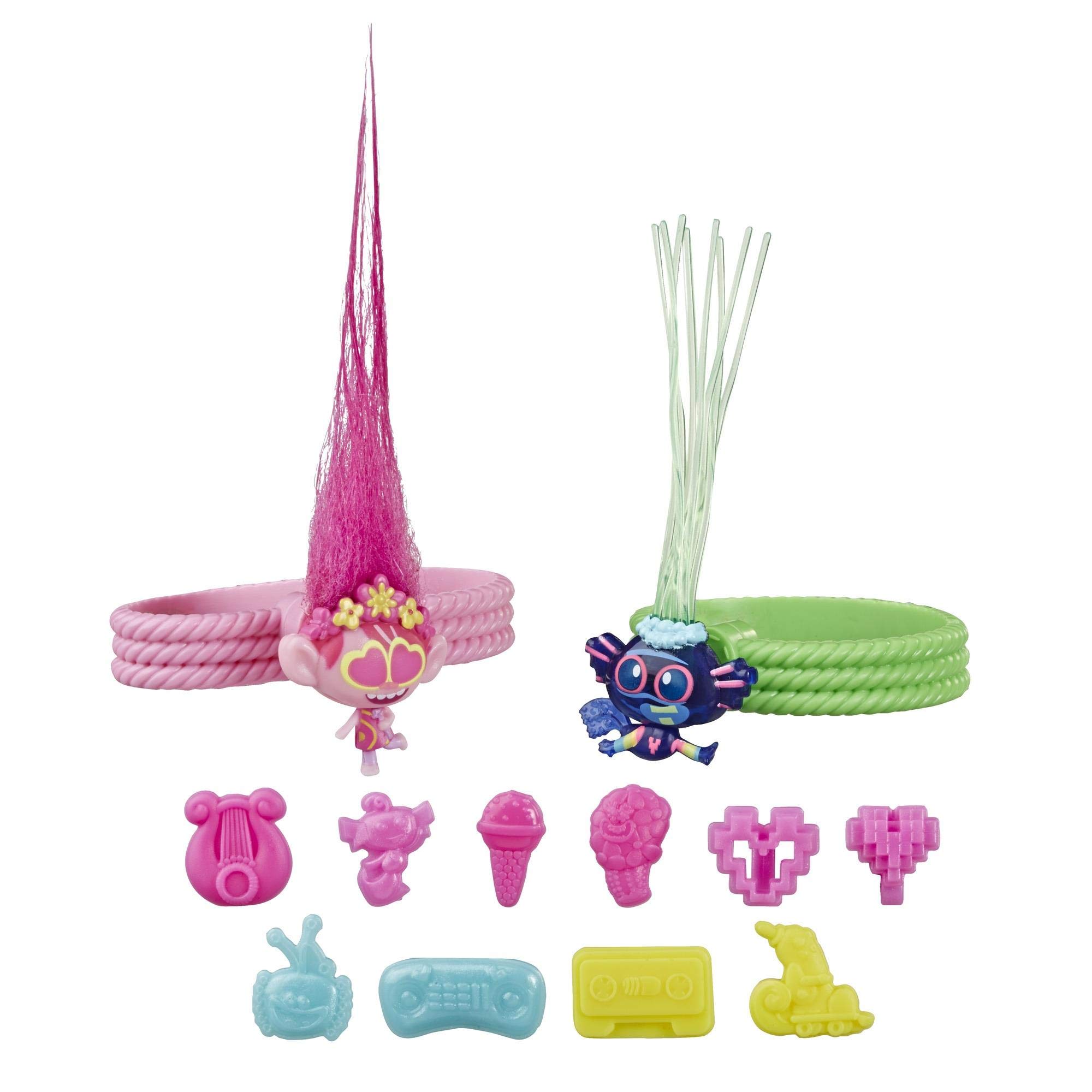 Trolls Hasbro DreamWorks Tiny Dancers Friend Pack with 2 Tiny Dancers Figures,2 Bracelets,and 10 Charms,Toy Inspired by The Movie World Tour