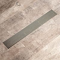 68x600mm Line Floor Drain, Bathroom Stainless Steel Shower Drain, Removable Cover Waste Water Strainer with T-Valve,Green Bronze